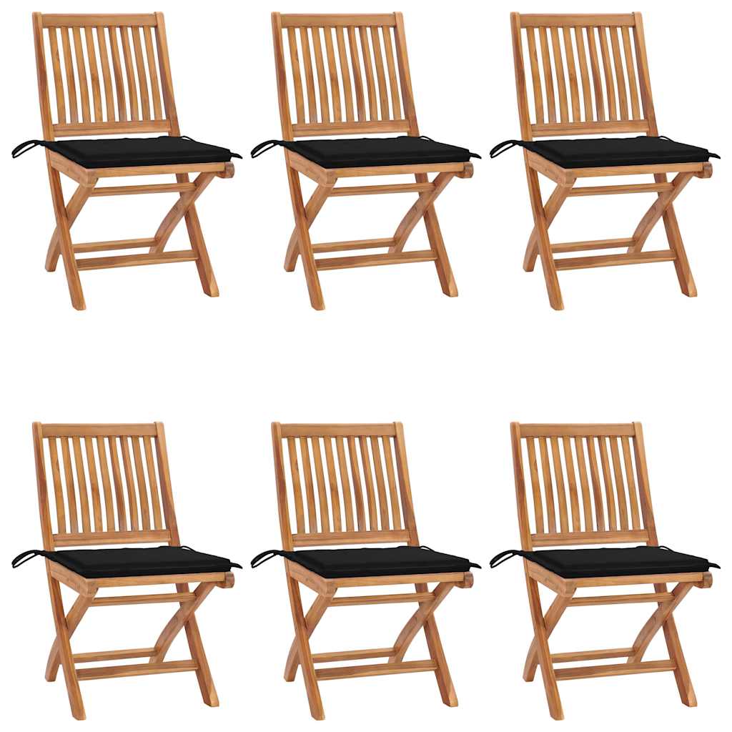 Klappstühle mit Kissen, 6-teilig, Massivholz Teakholz