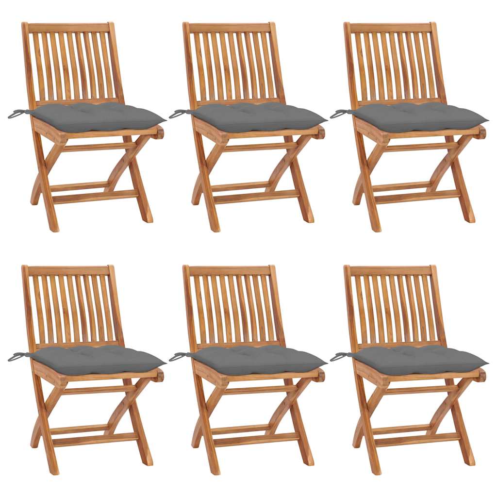 Klappstühle mit Kissen, 6-teilig, Massivholz Teakholz