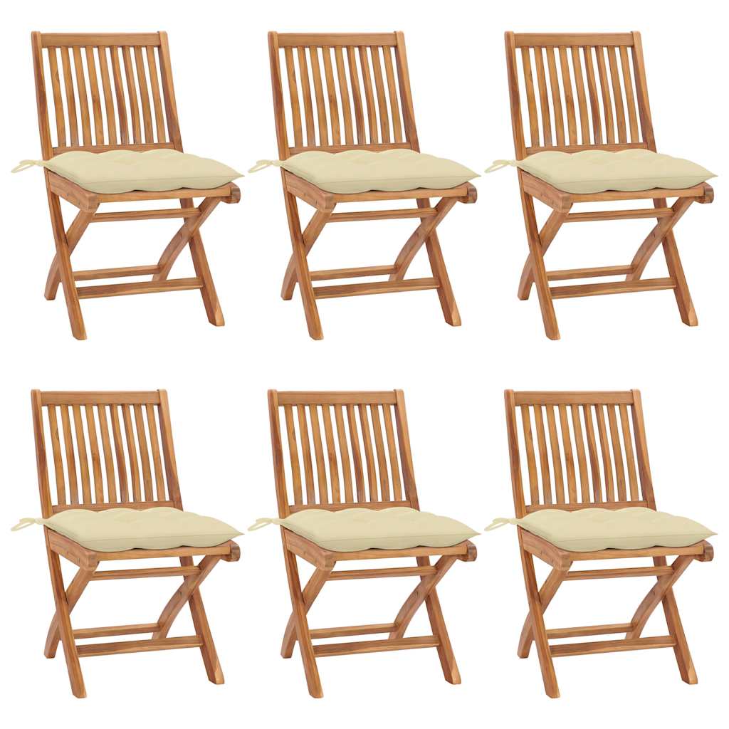 Klappstühle mit Kissen, 6-teilig, Massivholz Teakholz