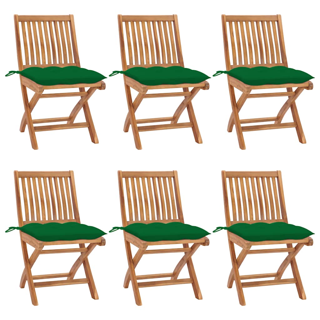 Klappstühle mit Kissen, 6-teilig, Massivholz Teakholz