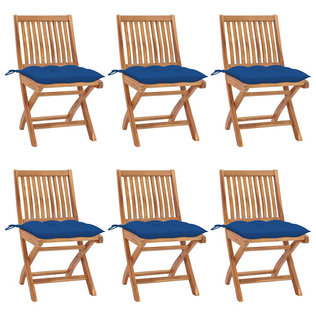 Klappstühle mit Kissen, 6-teilig, Massivholz Teakholz