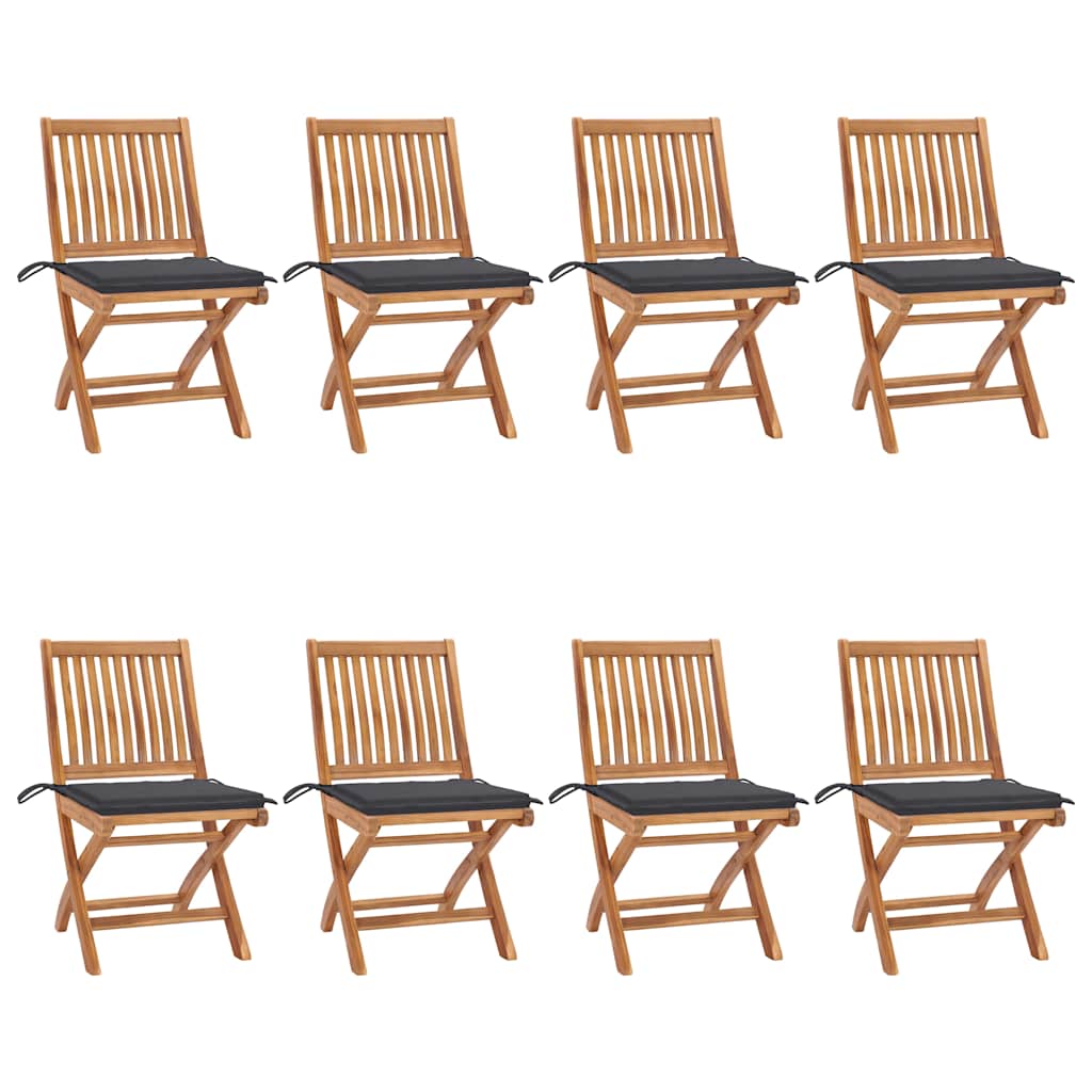 Klappstühle mit Kissen, 8-teilig, Massivholz Teakholz
