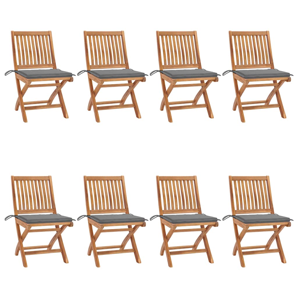 Klappstühle mit Kissen, 8-teilig, Massivholz Teakholz