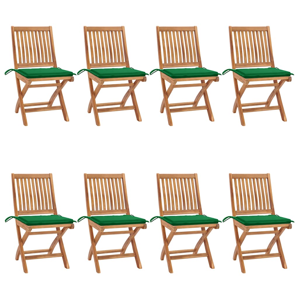 Klappstühle mit Kissen, 8-teilig, Massivholz Teakholz