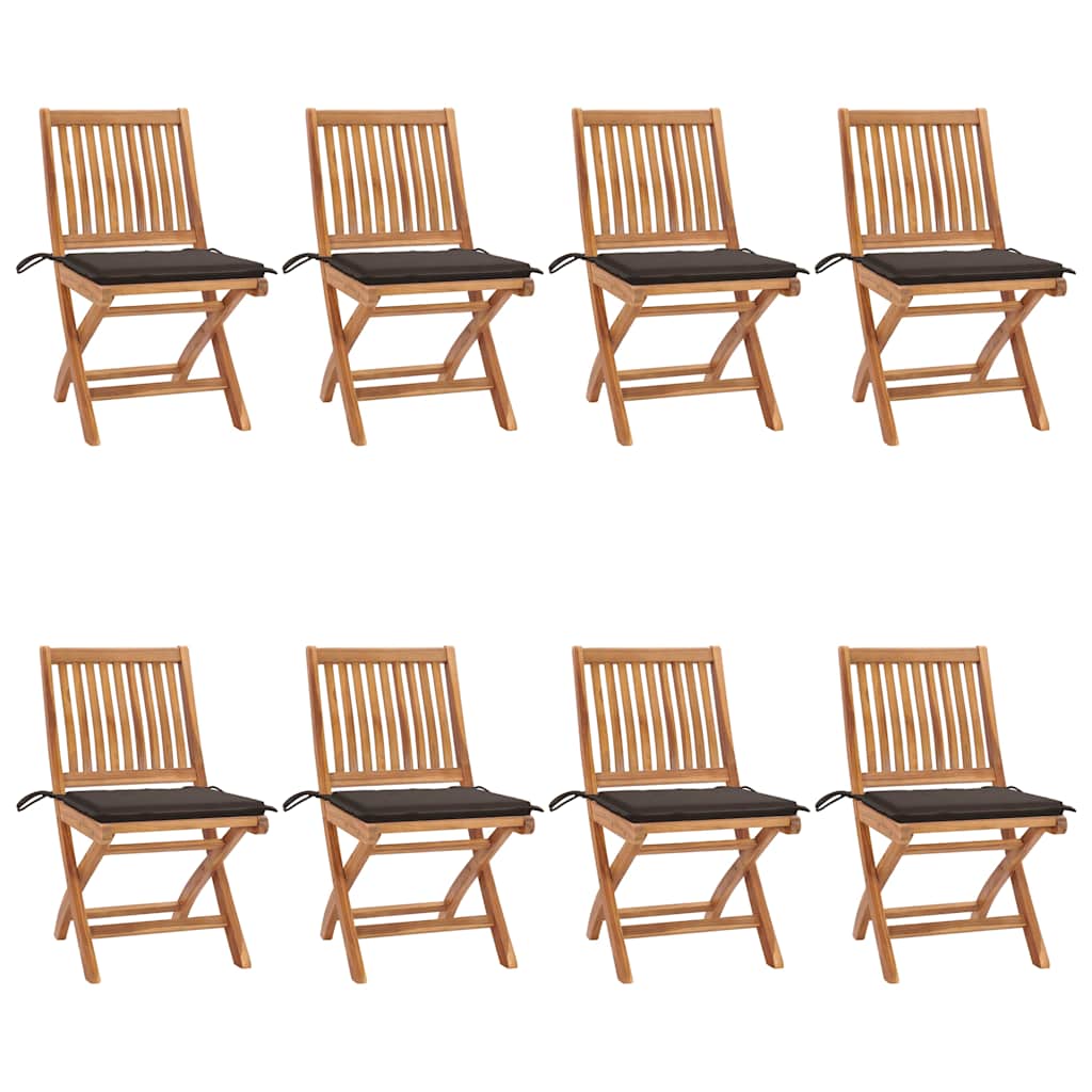 Klappstühle mit Kissen, 8-teilig, Massivholz Teakholz