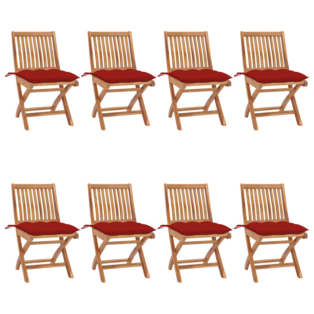 Klappstühle mit Kissen, 8-teilig, Massivholz Teakholz