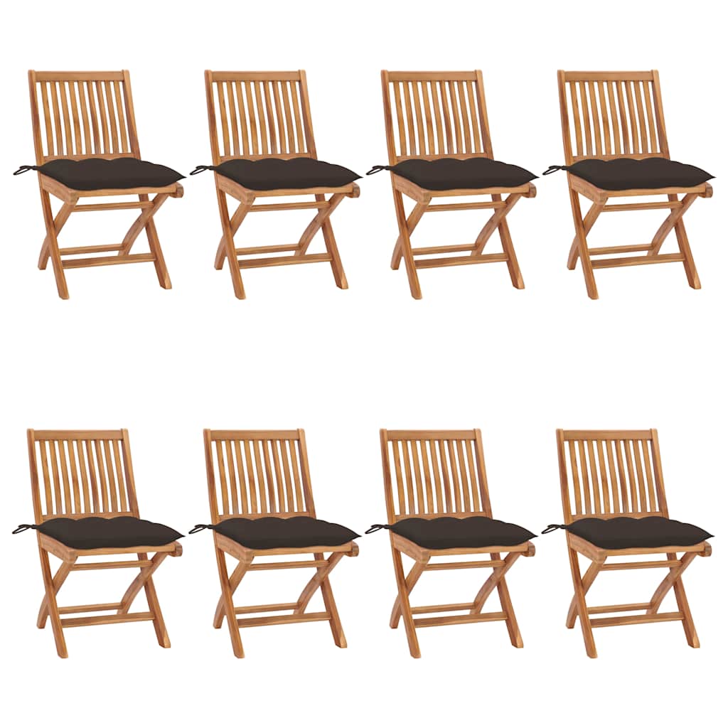 Klappstühle mit Kissen, 8-teilig, Massivholz Teakholz