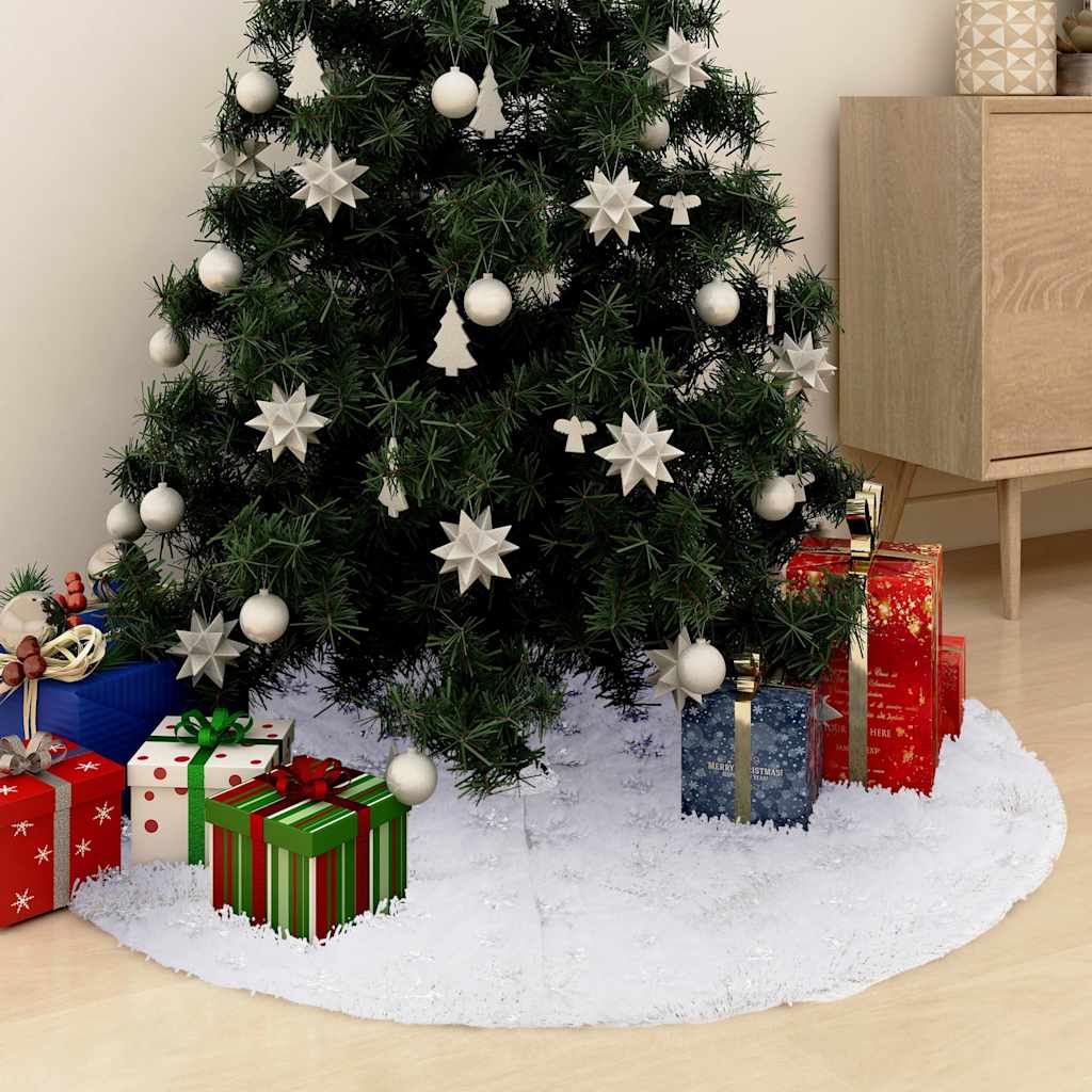Luxus-Weihnachtsbaumrock Weiß 90 cm Kunstfell