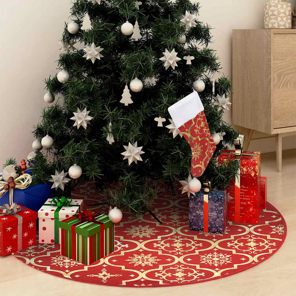 Luxus-Weihnachtsbaumrock mit Socke Rot 122 cm Stoff