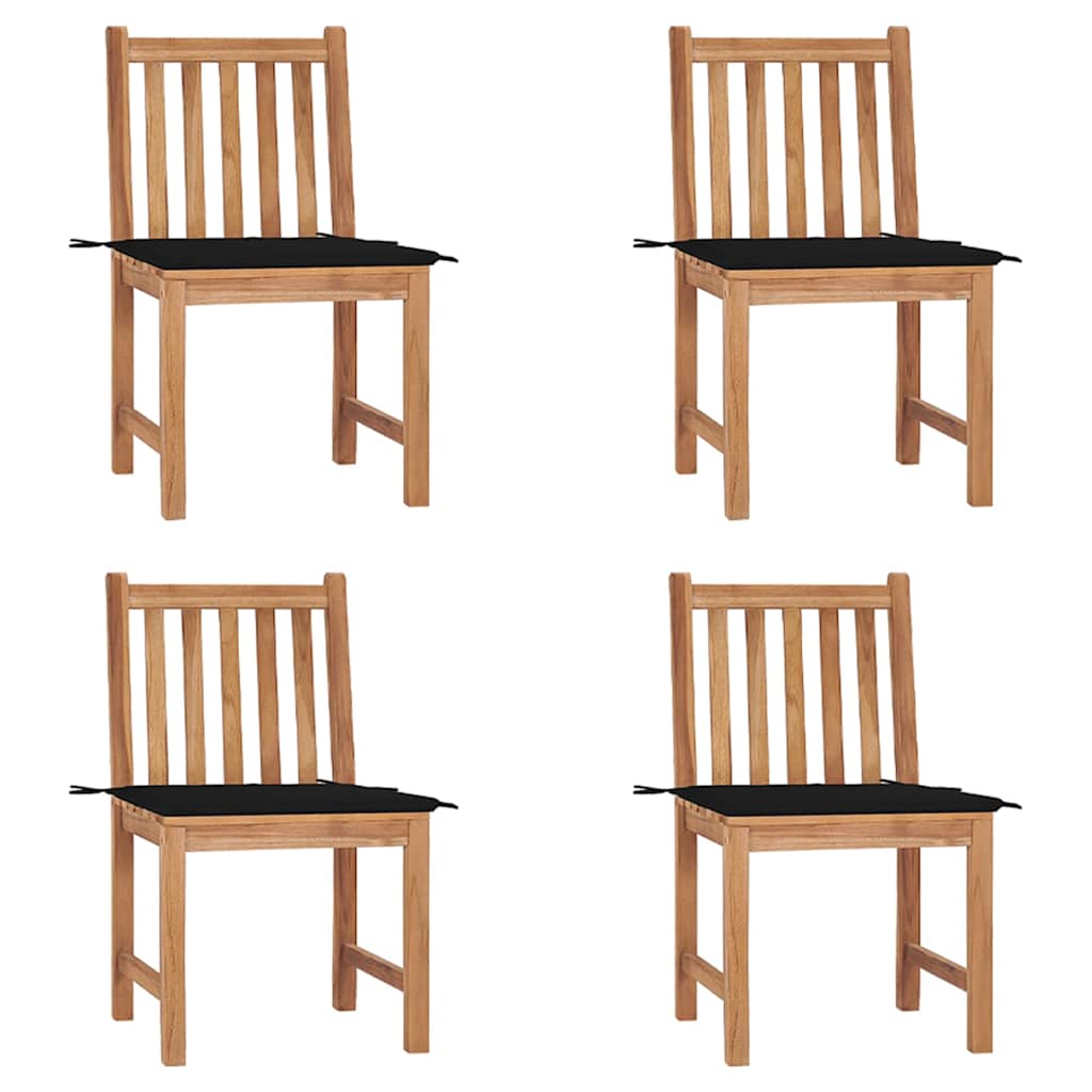 Gartenstühle 4 Stk. mit Kissen Massivholz Teak