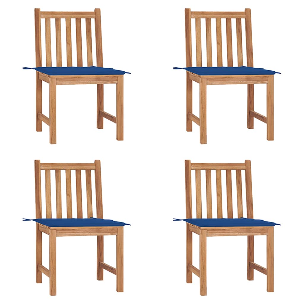 Gartenstühle 4 Stk. mit Kissen Massivholz Teak