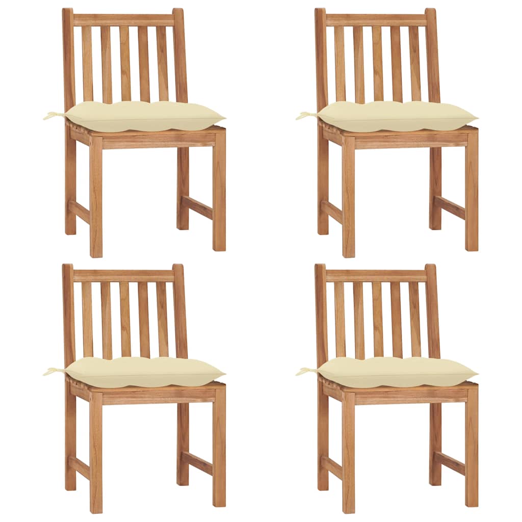 Gartenstühle 4 Stk. mit Kissen Massivholz Teak