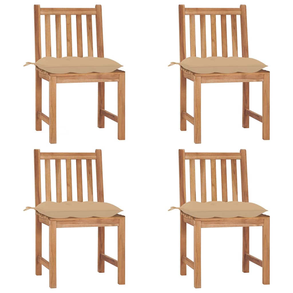 Gartenstühle 4 Stk. mit Kissen Massivholz Teak