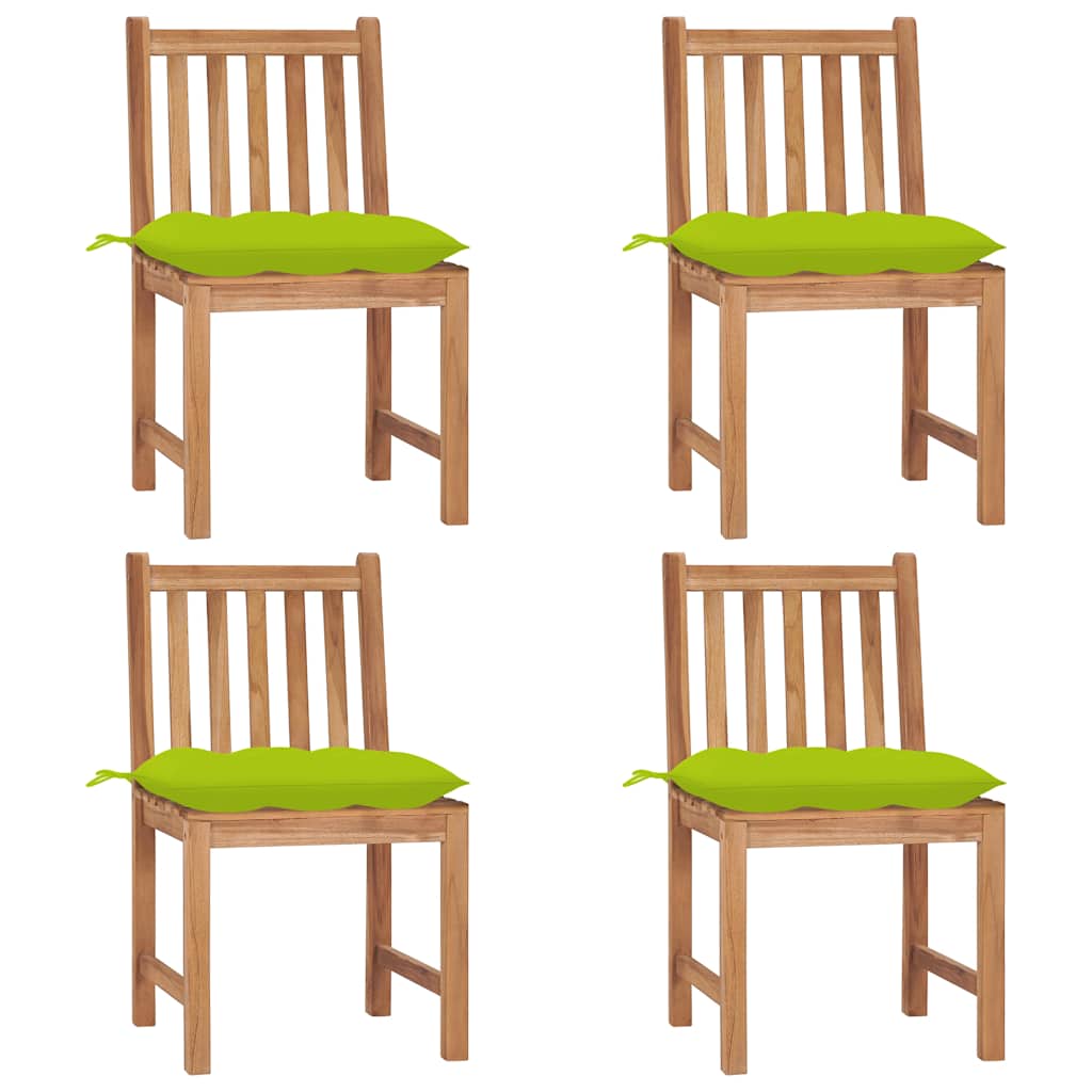 Gartenstühle 4 Stk. mit Kissen Massivholz Teak