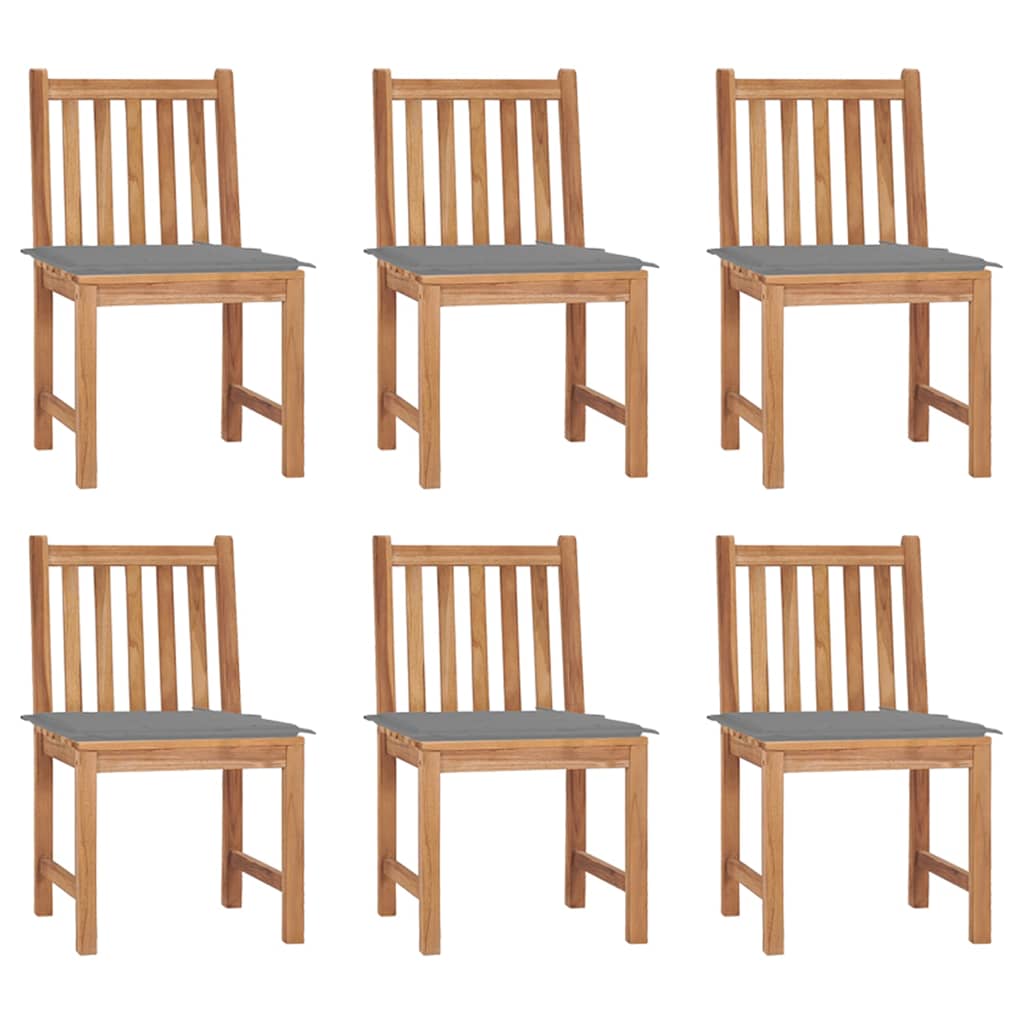 Gartenstühle 6 Stk. mit Kissen Massivholz Teak