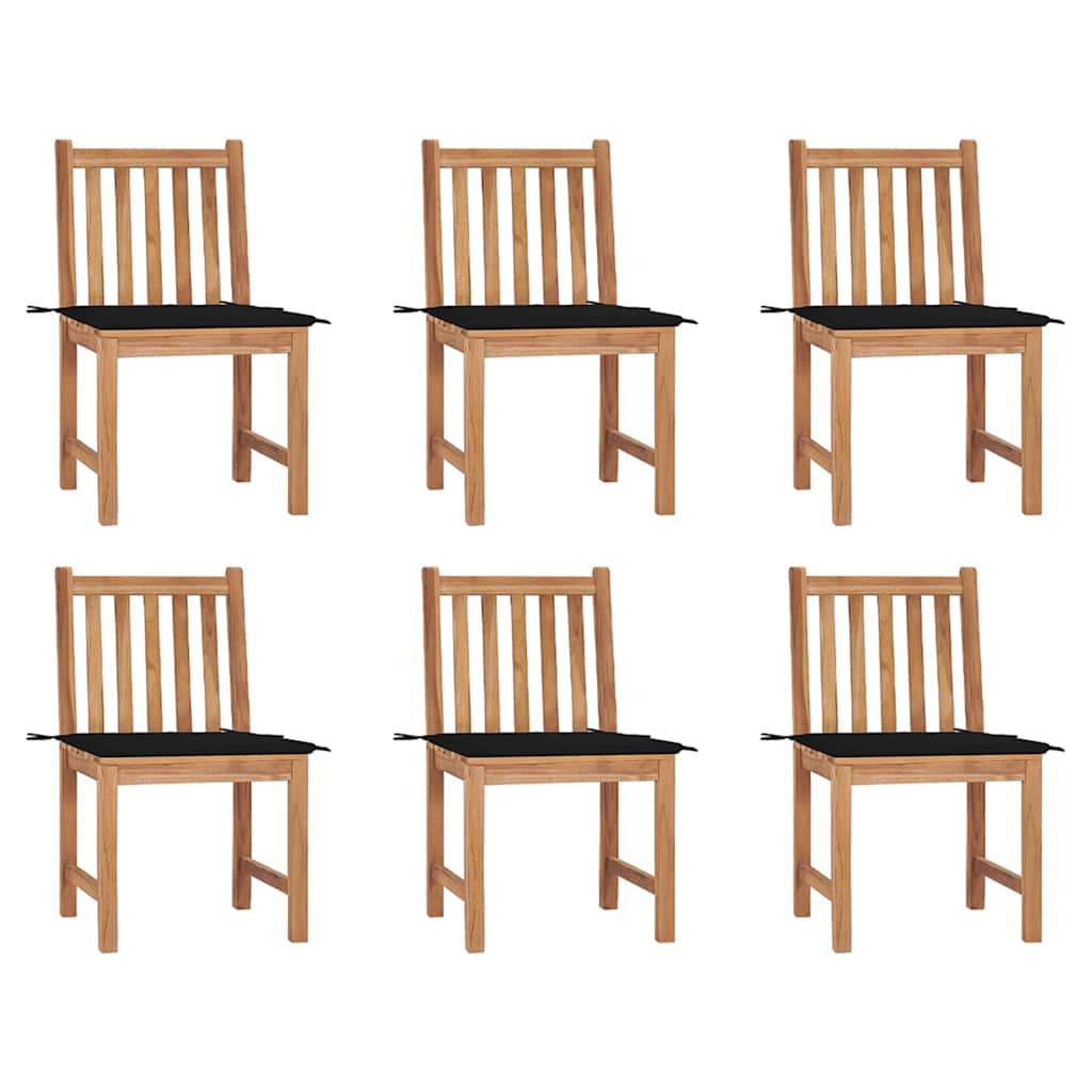 Gartenstühle 6 Stk. mit Kissen Massivholz Teak