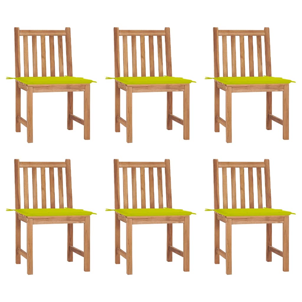 Gartenstühle 6 Stk. mit Kissen Massivholz Teak
