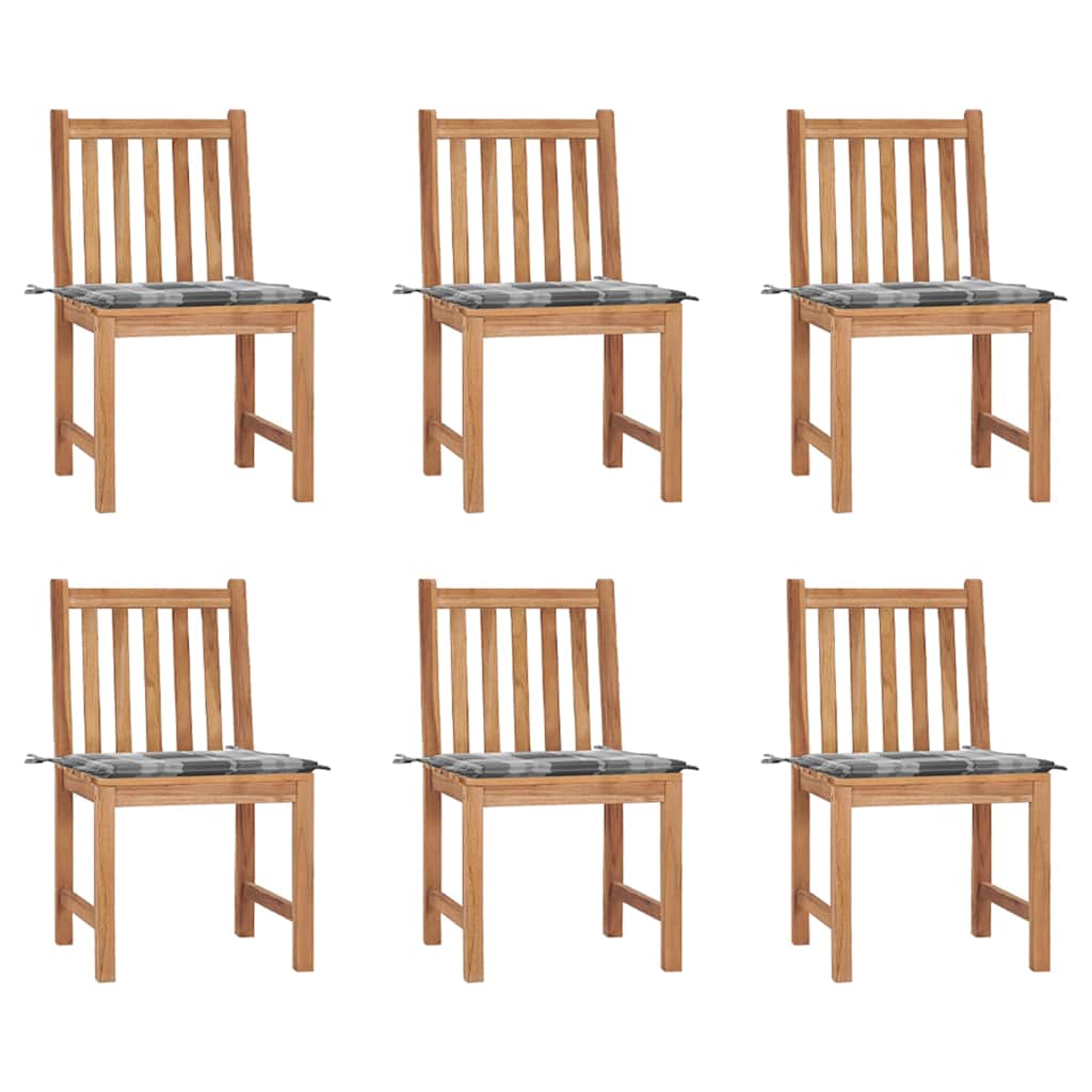 Gartenstühle 6 Stk. mit Kissen Massivholz Teak