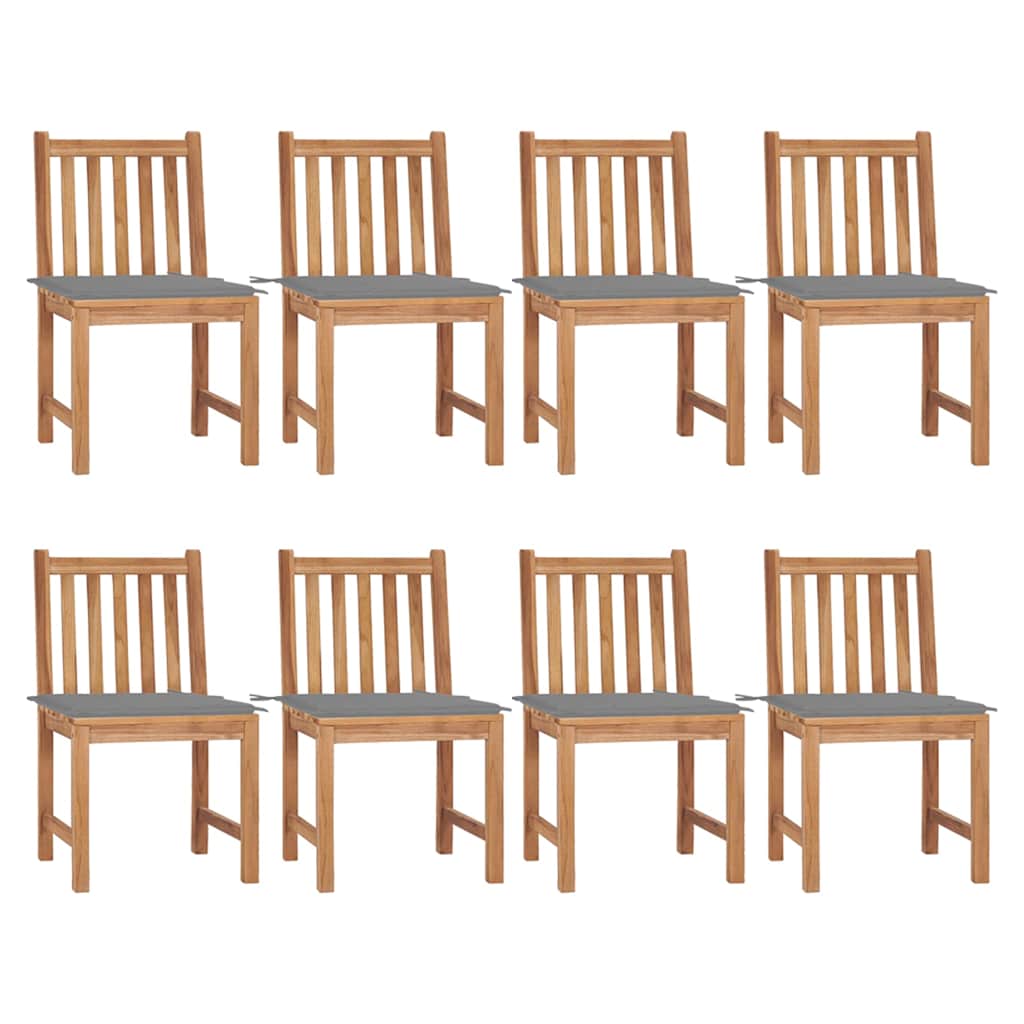 Gartenstühle 8 Stk. mit Kissen Massivholz Teak