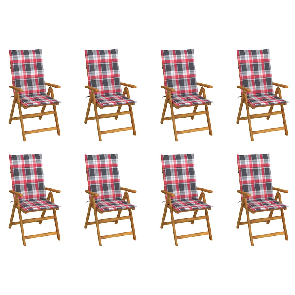 Klappstühle mit Kissen, 8-teilig, aus massivem Akazienholz