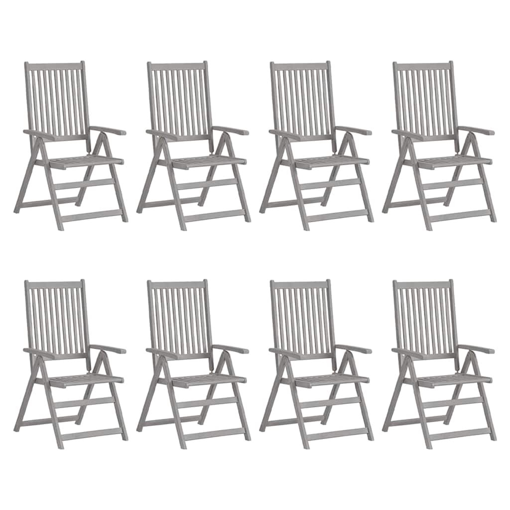Verstellbare Gartenstühle 8 Stk. Grau Massivholz Akazie