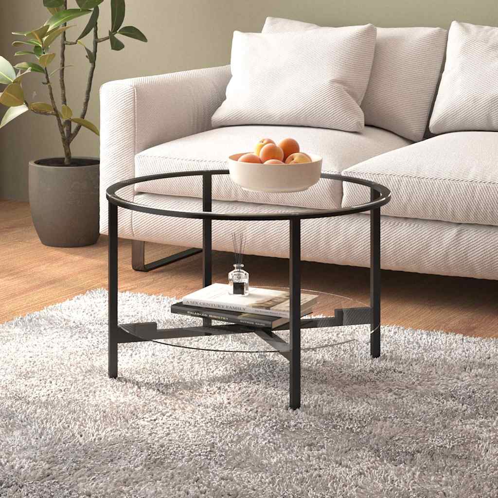 Beistelltisch Schwarz und Transparent 70 cm Hartglas