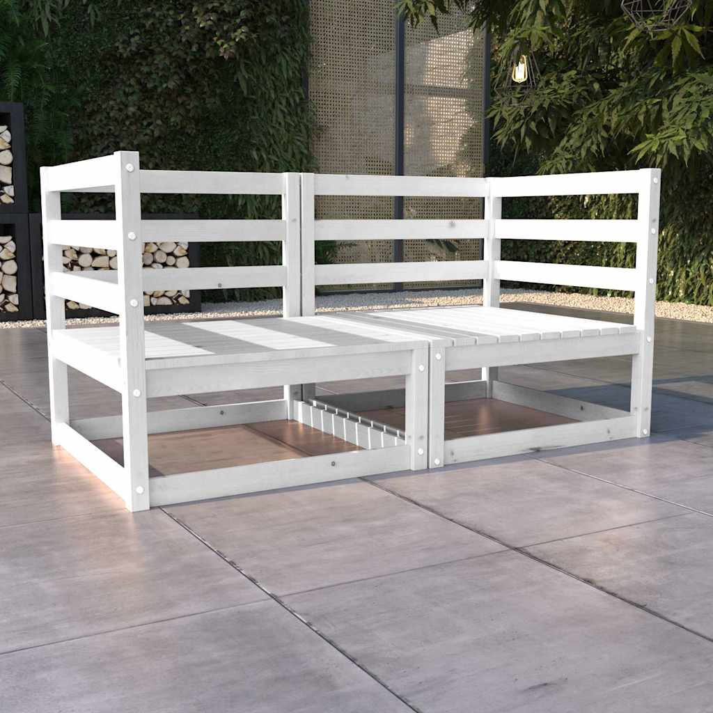 Gartensofa 2-Sitzer Weiß Massivholz Kiefer