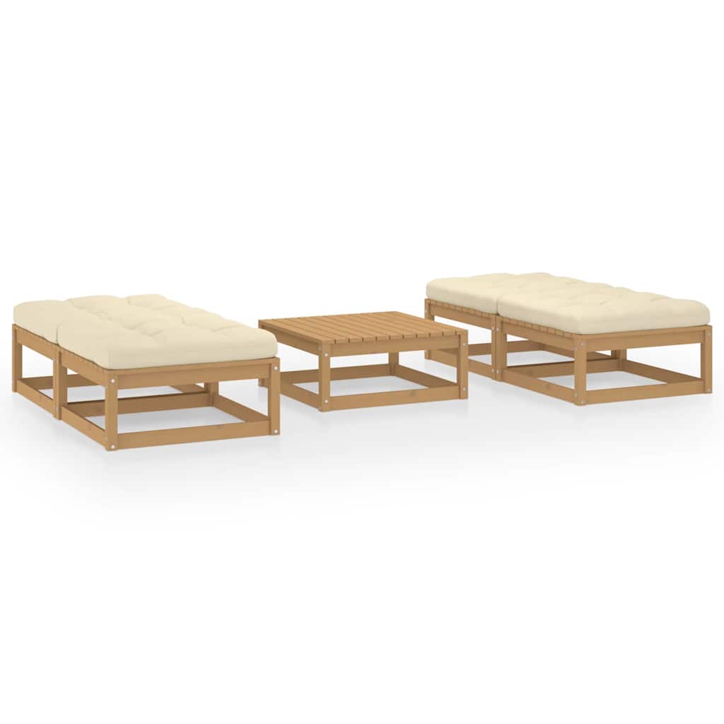 5-tlg. Garten-Lounge-Set mit Kissen Kiefer Massivholz