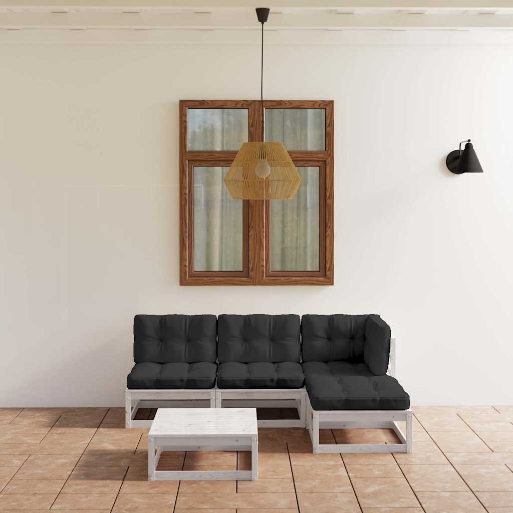 5-tlg. Garten-Lounge-Set mit Kissen Kiefer Massivholz