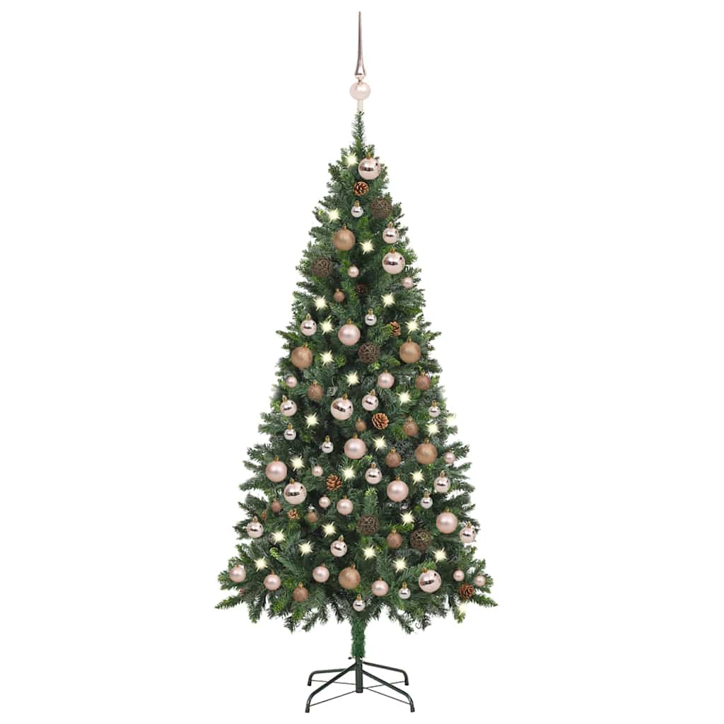 Künstlicher Weihnachtsbaum mit Beleuchtung Kugeln Zapfen 180 cm