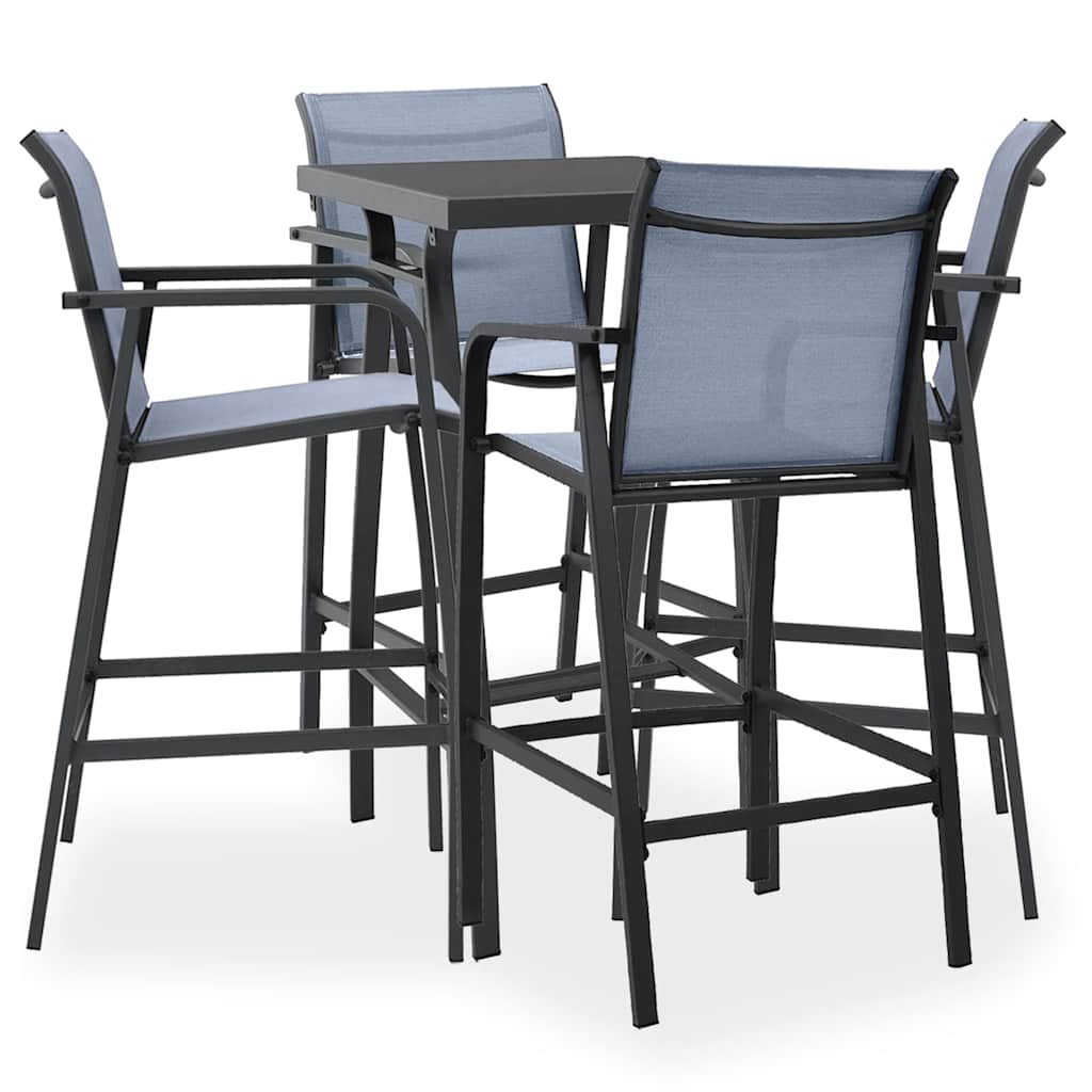 5-tlg. Gartenbar-Set Schwarz und Grau