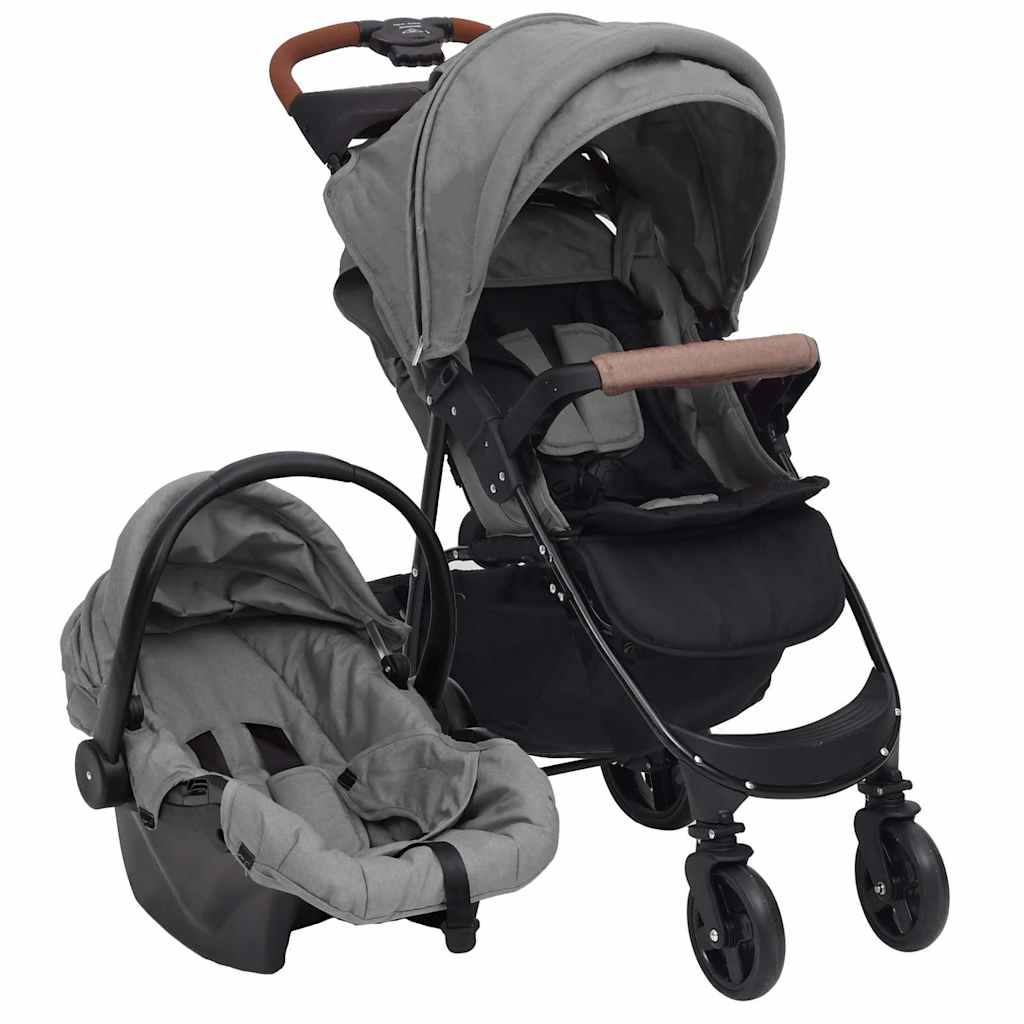 3-in-1 Kinderwagen Hellgrau Stahl