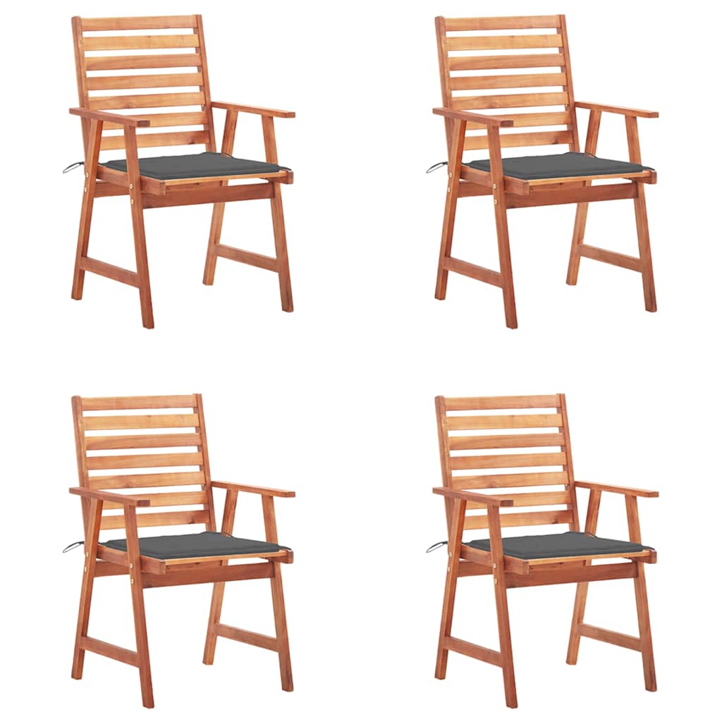 Garten-Essstühle 4 Stk. mit Kissen Massivholz Akazie