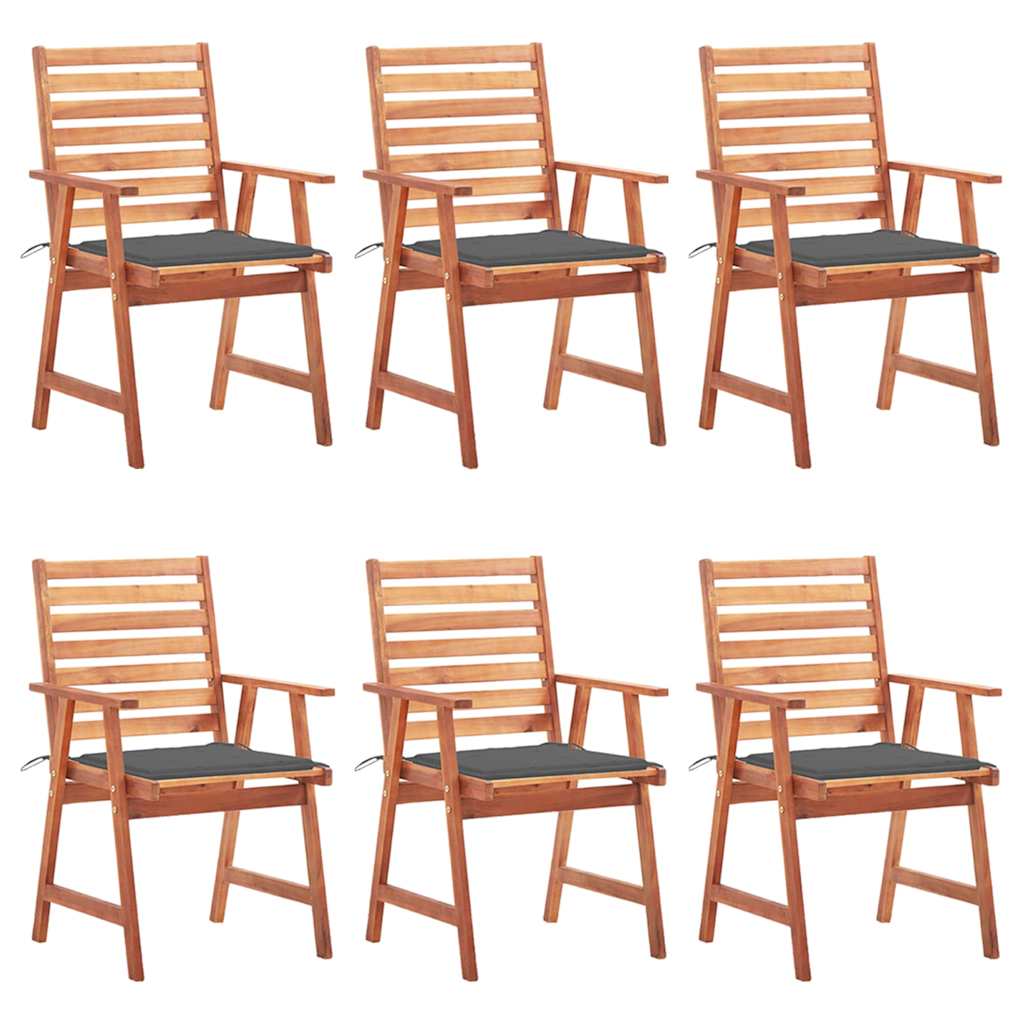 Garten-Essstühle 6 Stk. mit Kissen Massivholz Akazie