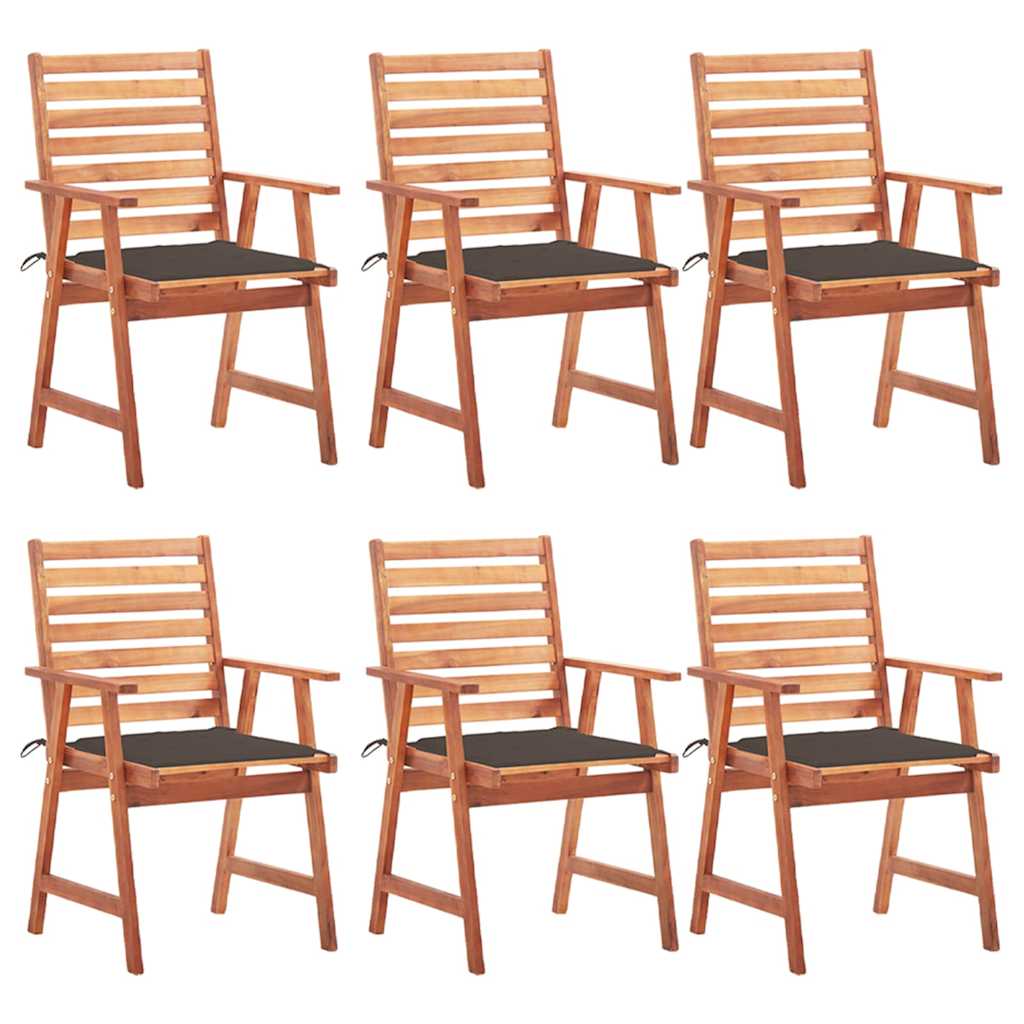 Garten-Essstühle 6 Stk. mit Kissen Massivholz Akazie