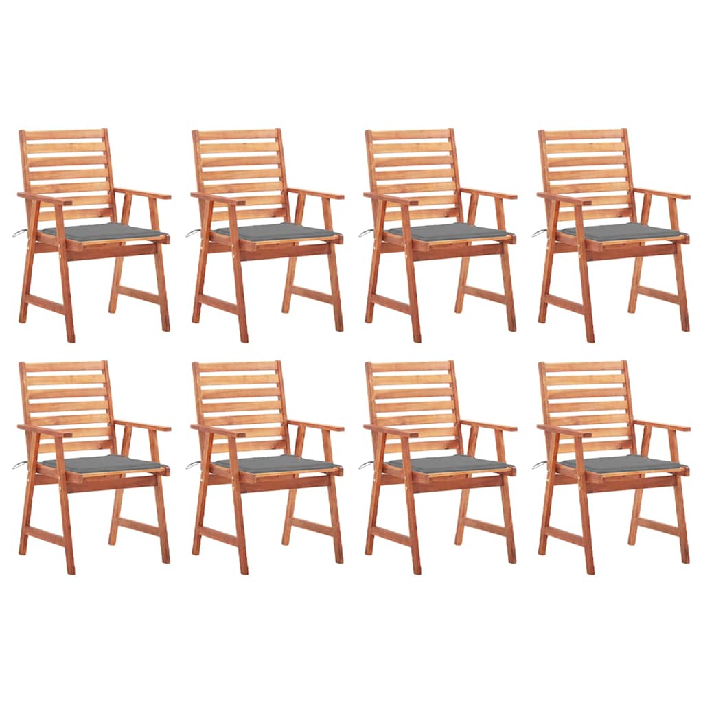 Garten-Essstühle 8 Stk. mit Kissen Massivholz Akazie