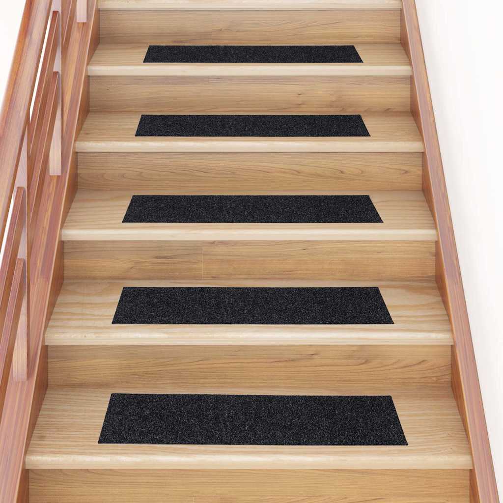 Stufenmatten Selbstklebend 15 Stk. 76x20 cm Schwarz Rechteckig