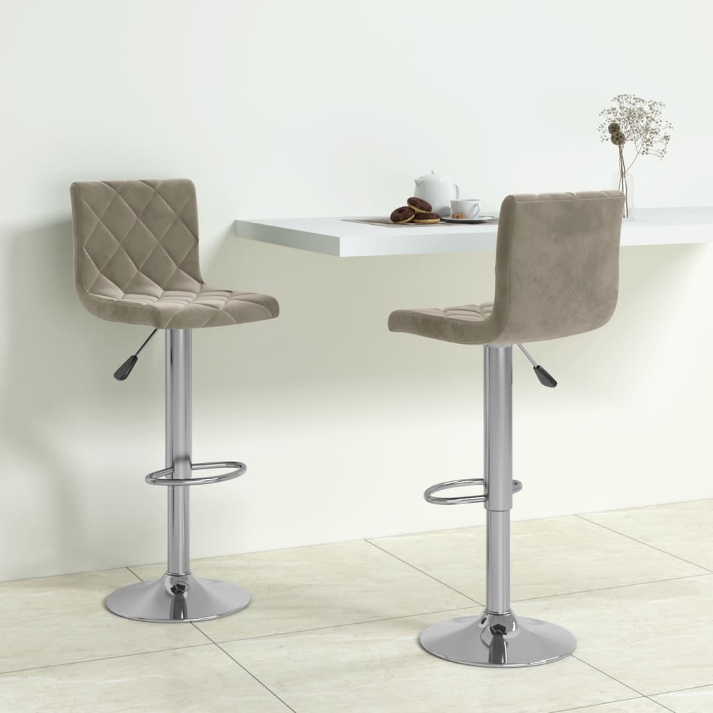 Barhocker 2 Stk. Hellgrau Samt