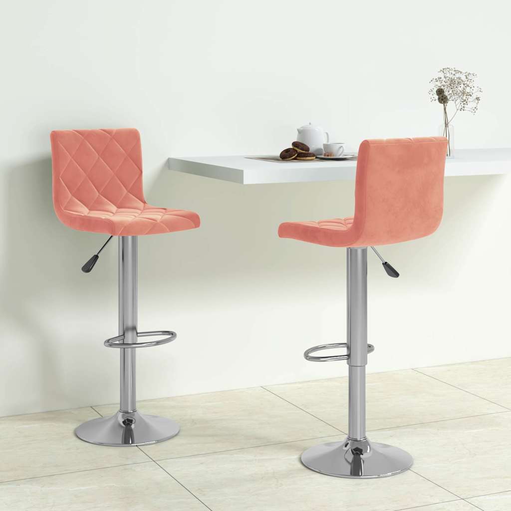 Barhocker 2 Stk. Rosa Samt