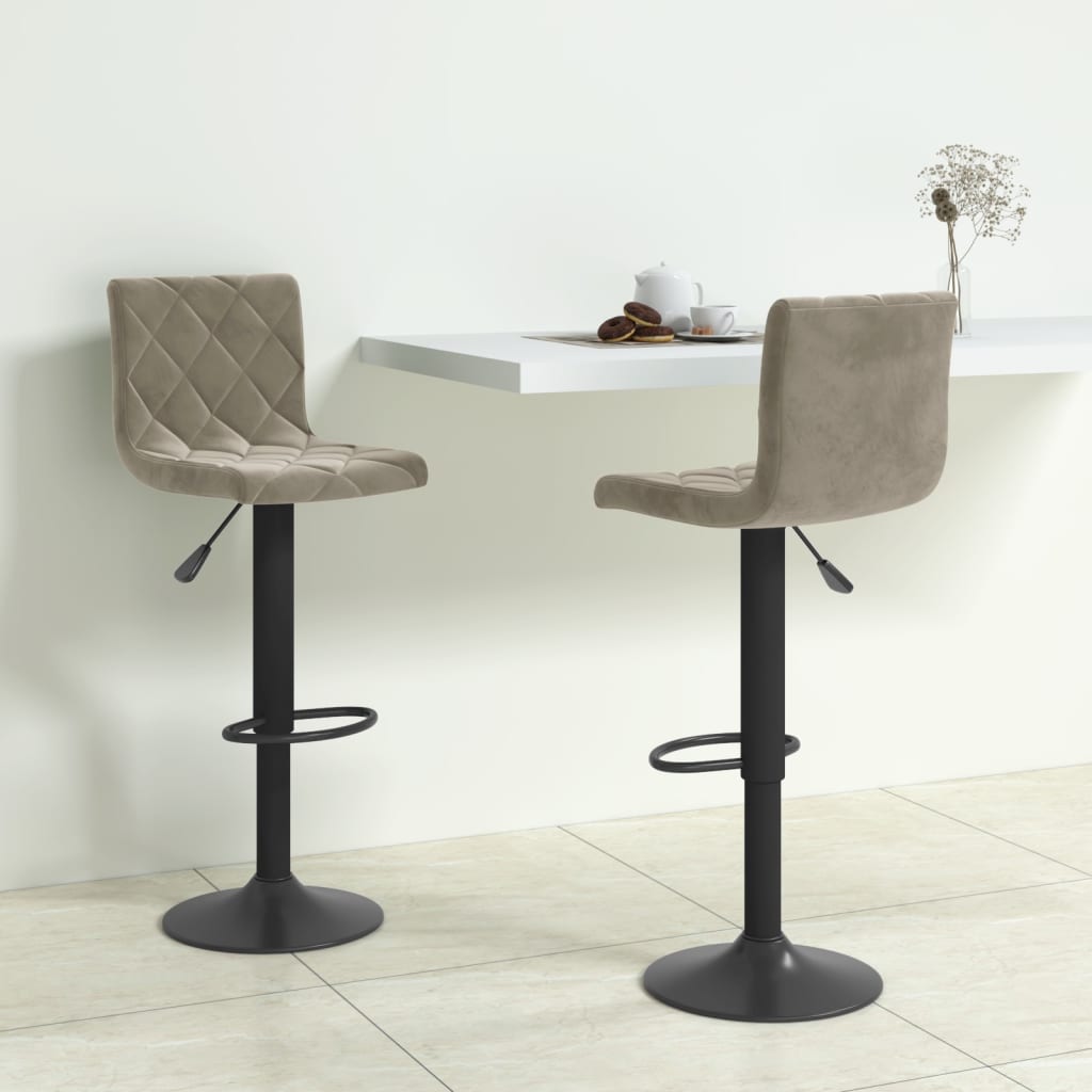 Barhocker 2 Stk. Hellgrau Samt