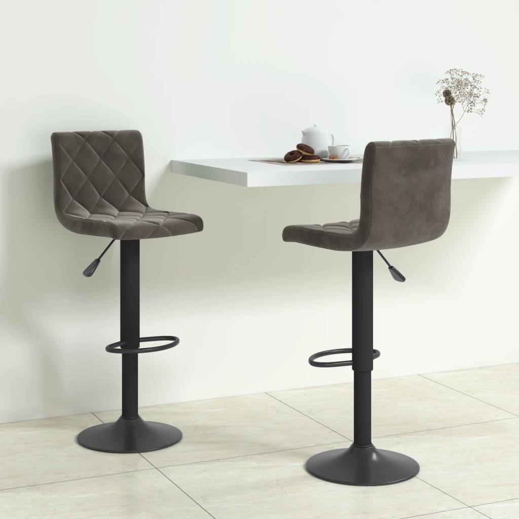 Barhocker 2 Stk. Dunkelgrau Samt