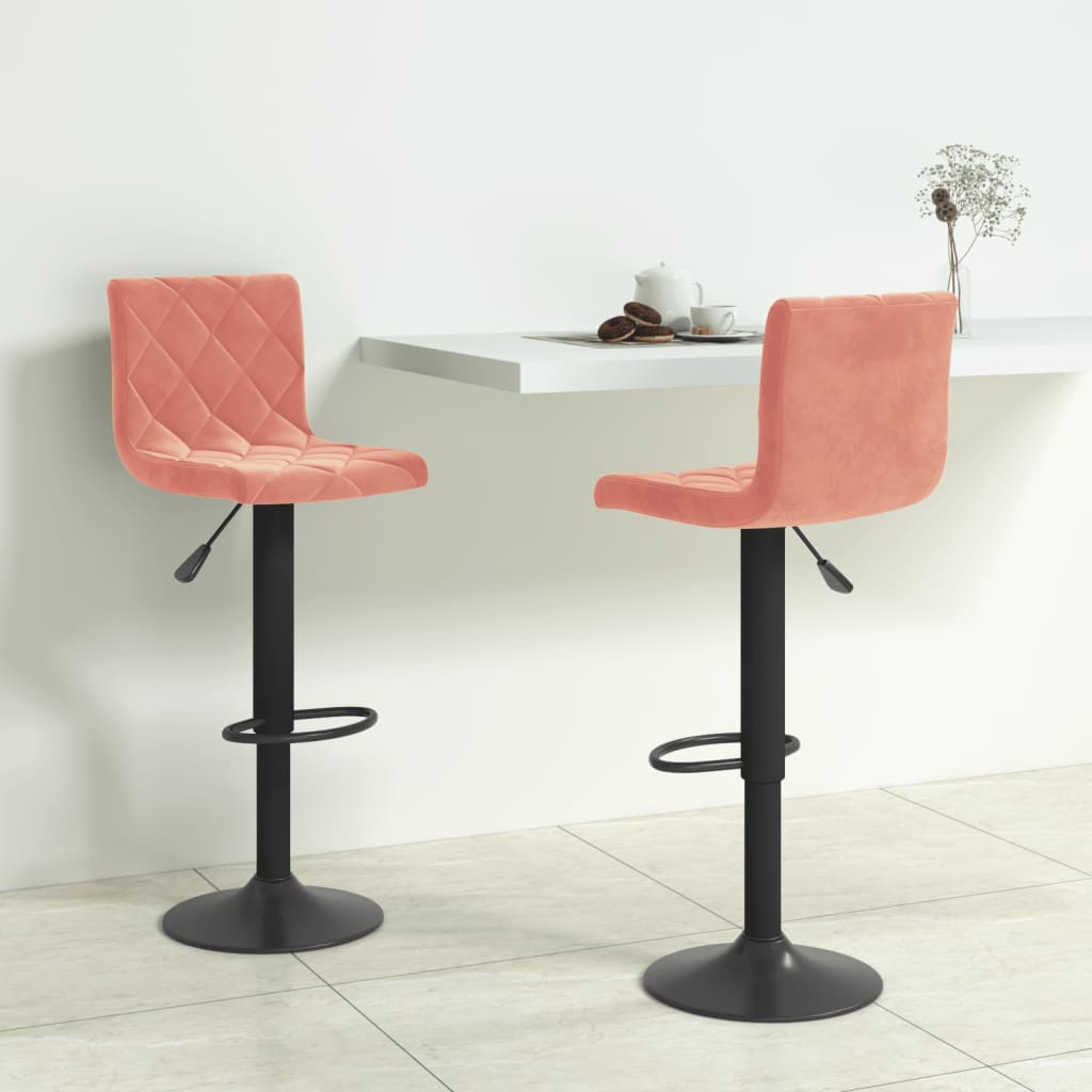 Barhocker 2 Stk. Rosa Samt