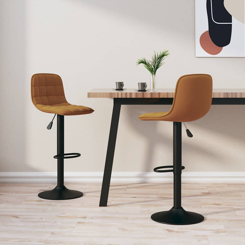 Barhocker 2 Stk. Braun Samt