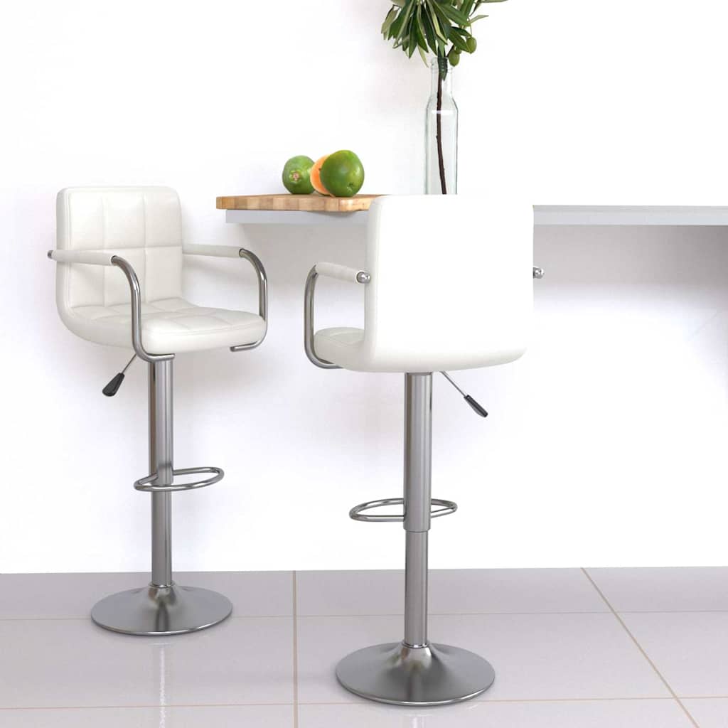 Barhocker 2 Stk. Weiß Kunstleder