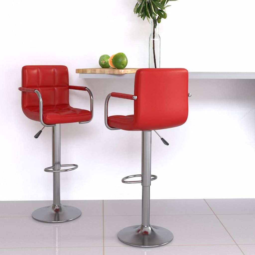 Barhocker 2 Stk. Weinrot Kunstleder