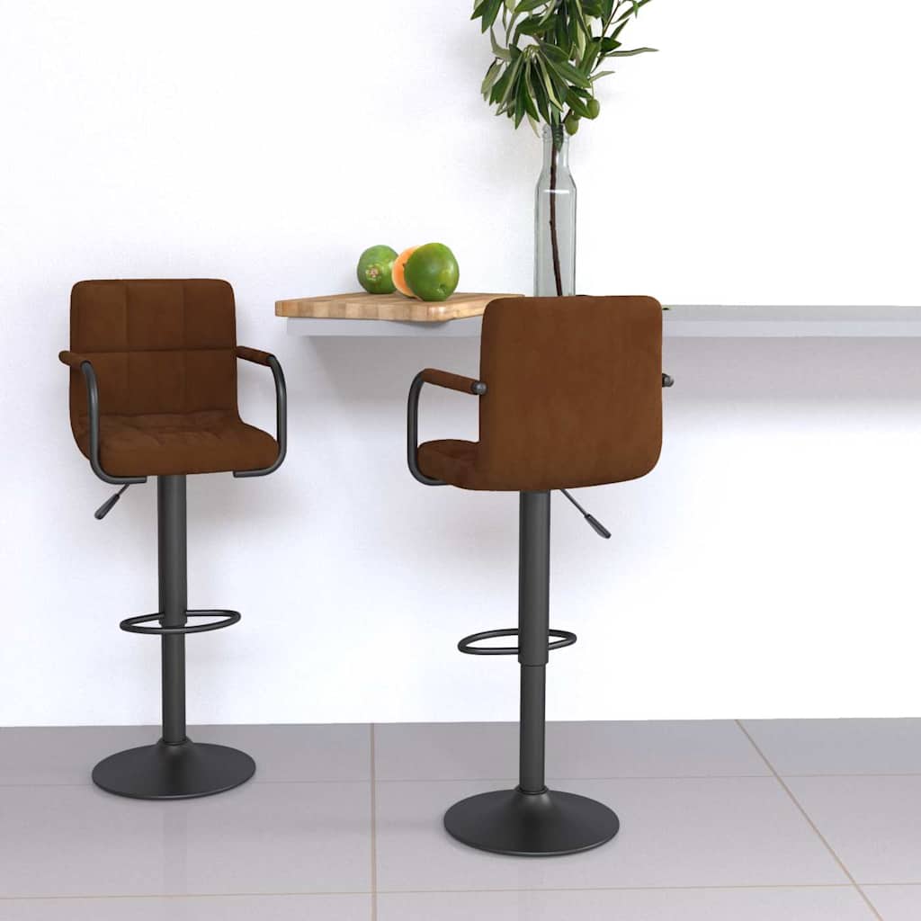 Barhocker 2 Stk. Braun Samt