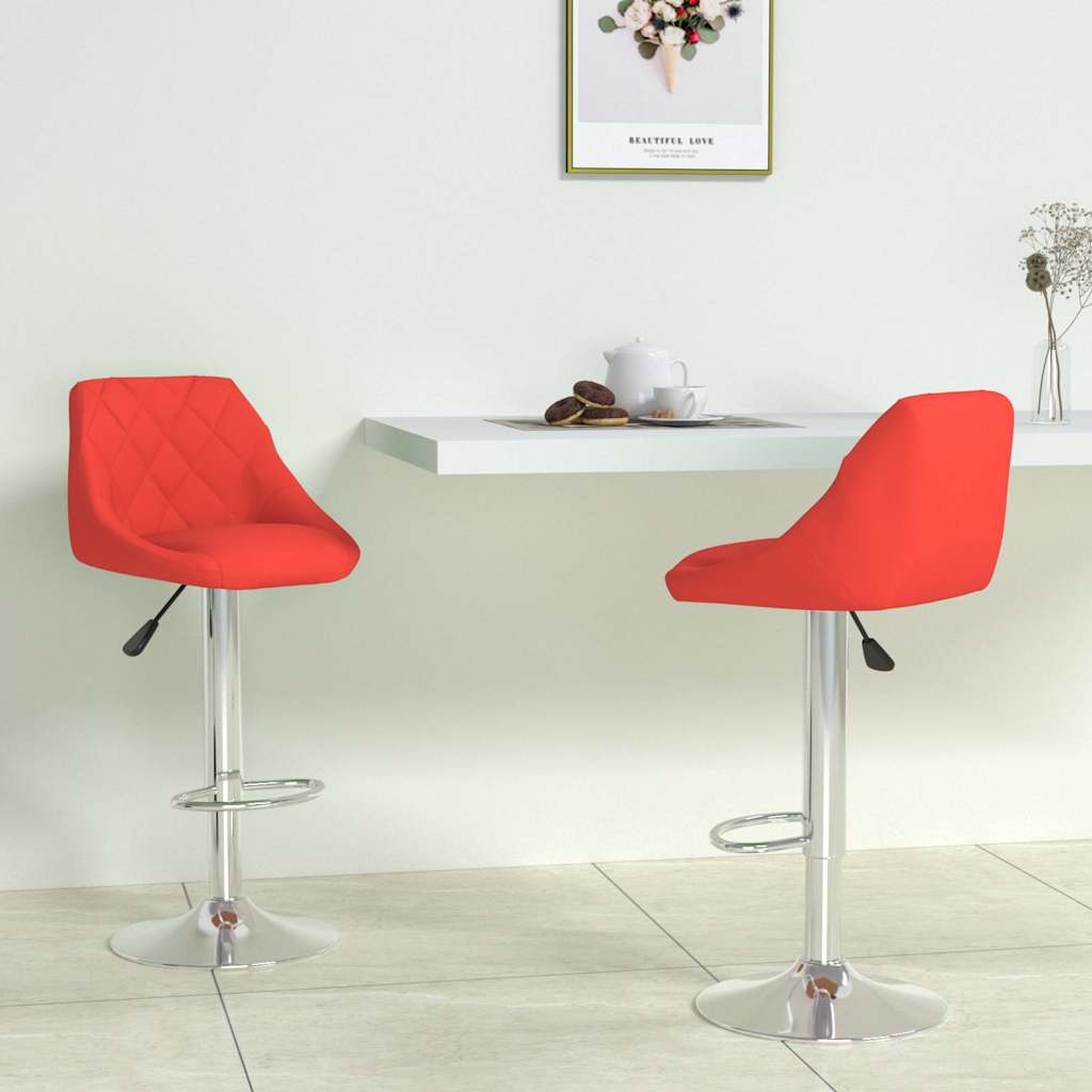 Barhocker 2 Stk. Rot Kunstleder
