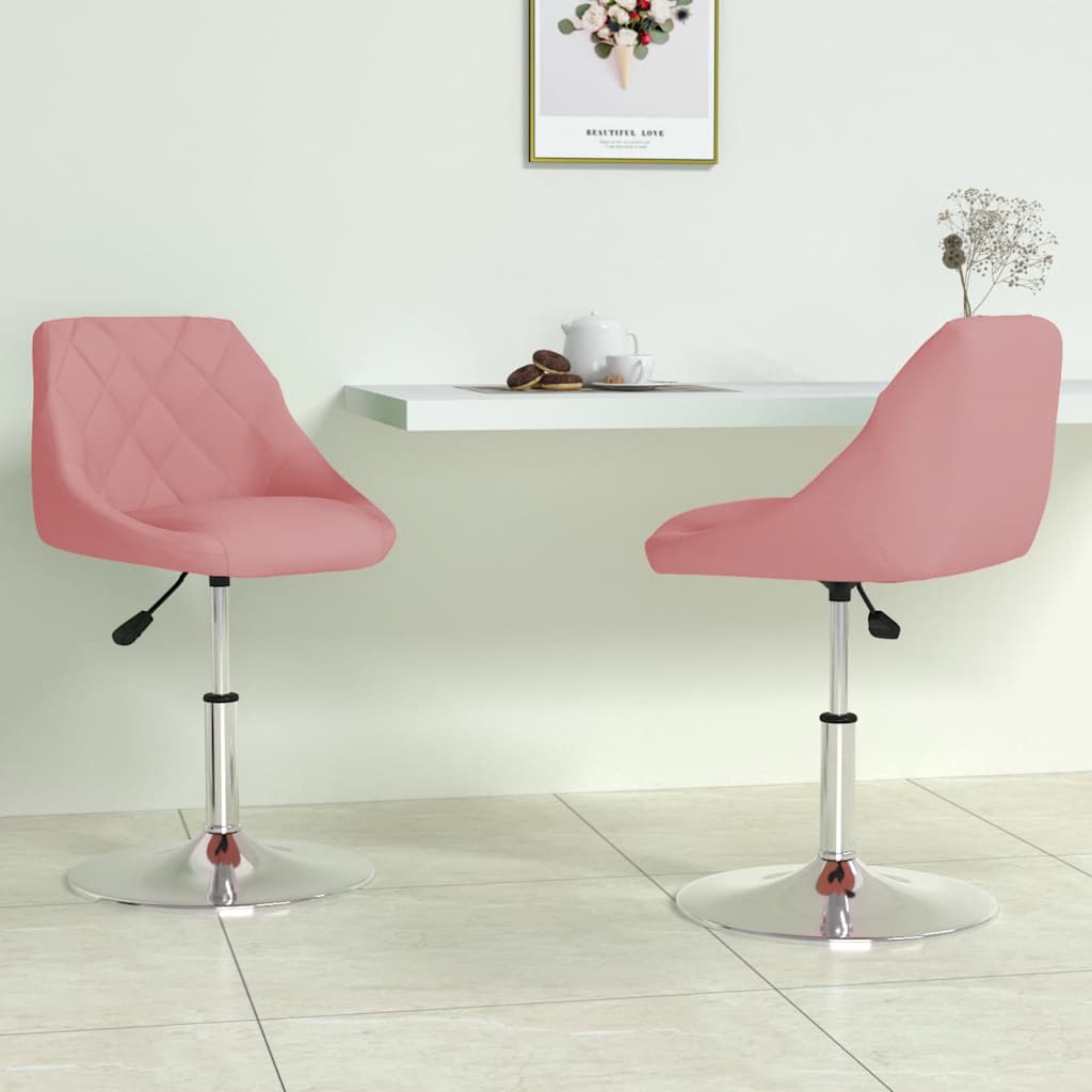 Esszimmerstühle 2 Stk. Drehbar Rosa Samt