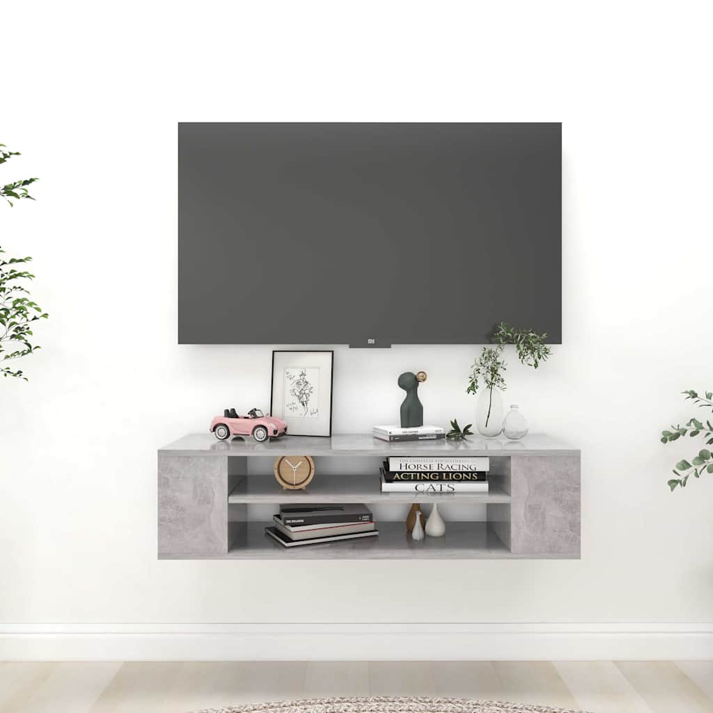 TV-Hängeschrank Betongrau 100x30x26,5 cm Holzwerkstoff