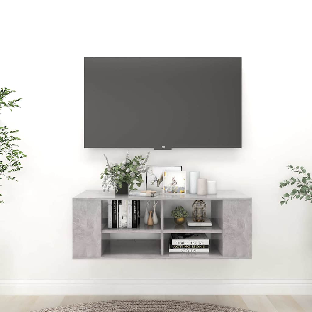 TV-Wandschrank Betongrau 102x35x35 cm Holzwerkstoff